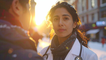 Golden Hour Consultation: A Doctor's Compassionate Encounter in a Snowy City