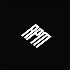 APM letter logo design on black background.