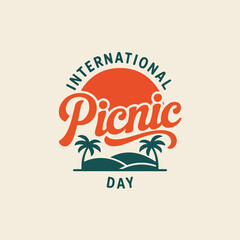 International Picnic Day Vintage Style Circular Logo
