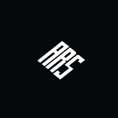 ARS letter logo design on black background.