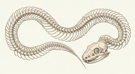 Snake Skeleton Anatomical Illustration