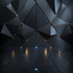 Futuristic Neon Triangle in Dark Minimalistic Room