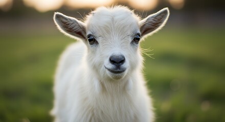 Obraz premium Baby Goat Portrait in Field