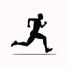 A Silhouette Vector Illustration of a Running Man in Motion