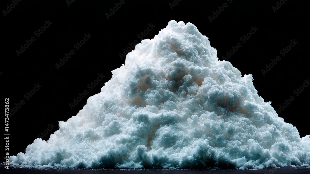 Poster this layered snowdrift features detailed ridges and smooth rounded shapes, isolated on a black backg
