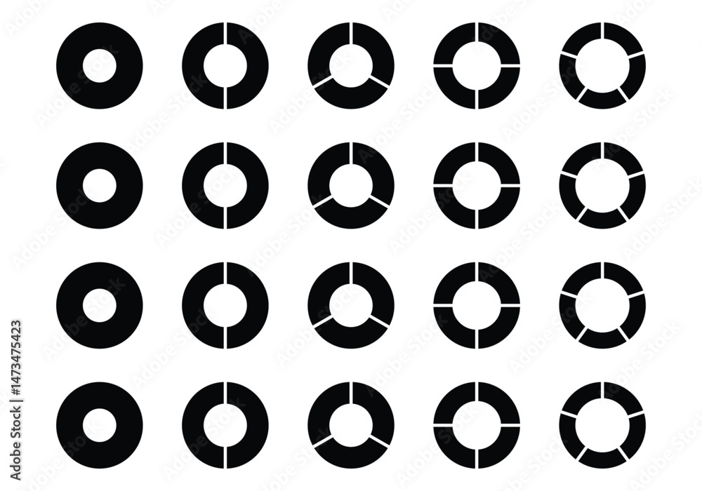 Poster circle division infographic icon set. infographic element round shape. circle pie chart in 1, to ,12