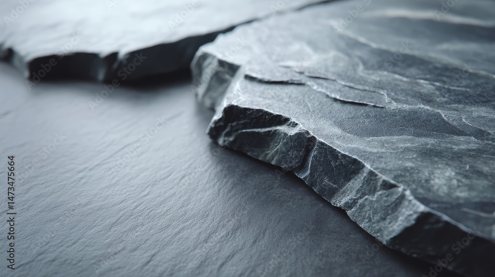 Poster Textured gray granite surface displays natural cracks under soft diffused lighting, creating a serene and minimalistic visual experience perfect for commercial use