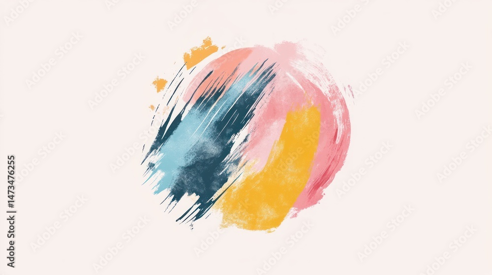Poster abstract circular shape with vibrant color blends.