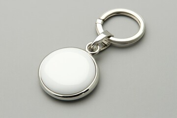 Polished white circle key ring
