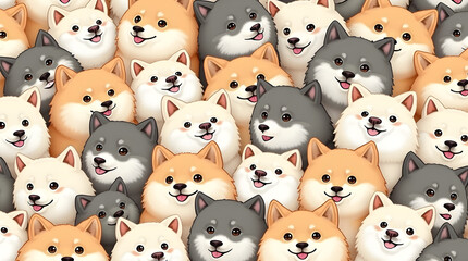 A fun cartoon vector set features a collection of shiba fat dog