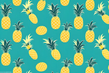 seamless pattern vector illustration of pineapple on a pastel background