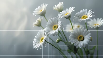 white daisies on a green background