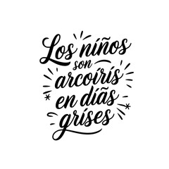 Los niños son arcoíris en días grises. Children's Day Vector Design Isolated on White Background