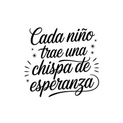 Cada niño trae una chispa de esperanza. Children's Day Vector Design Isolated on White Background