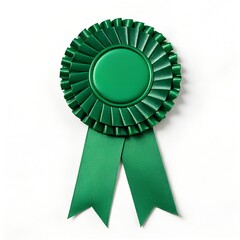  Green Award Rosette on White Background