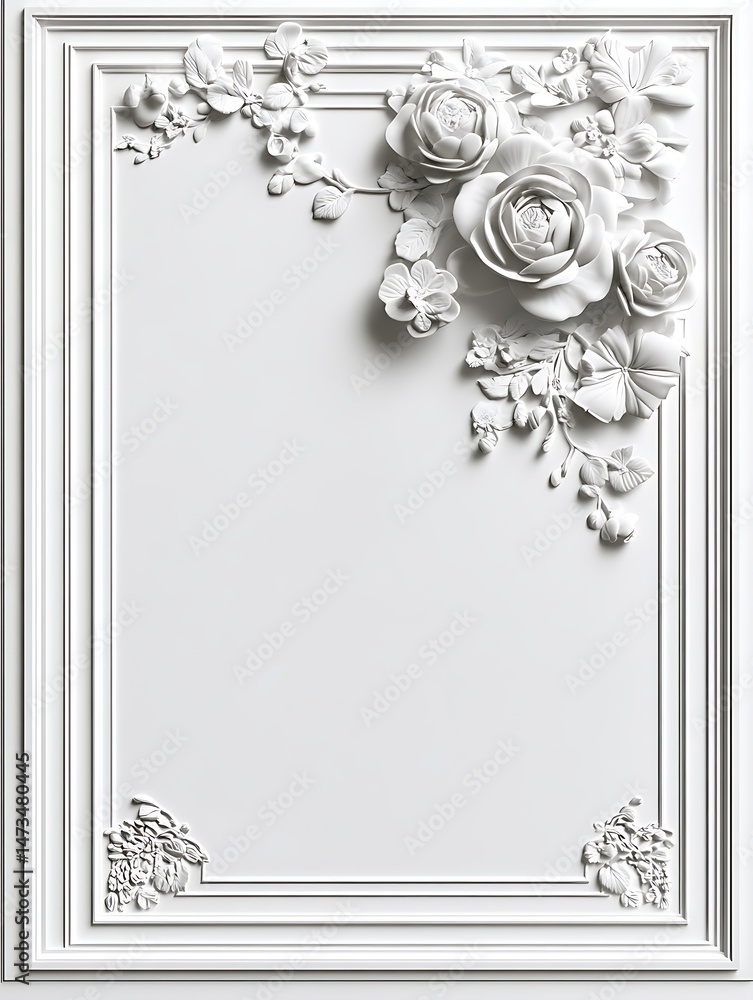 Poster a high-resolution white background with a clean border on all sides, featuring intricate details, id
