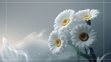 white daisies on a green background