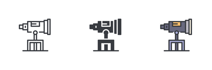 Telescope on a stand different style icon set