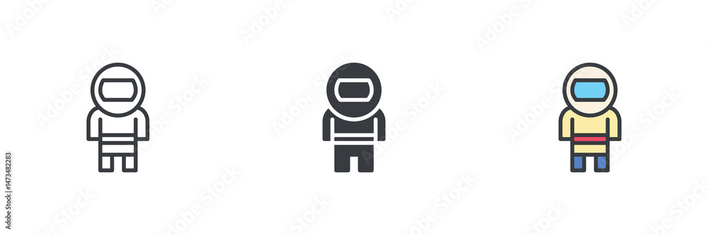 Poster Spaceman space suit different style icon set