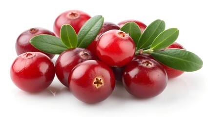 Whole Cranberries with Natural Focus – Isolated on White