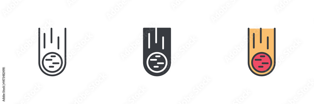 Poster Meteoroid or asteroid different style icon set