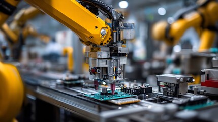 Robotic arm precision assembly for electronic circuit boards automation