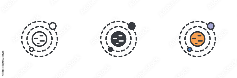 Aufkleber solar system different style icon set