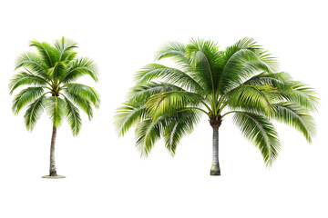 A tropical palm tree with arching fronds and a slender trunk, Isolated on a Transparent Background