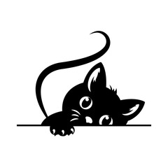 Vector solid black icon for Black cat