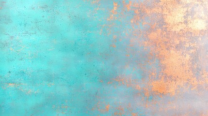 Scratched Copper Surface with Teal and Orange Patina