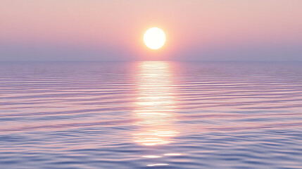 Obraz premium Sun reflecting on calm sea surface during a pastel sunset
