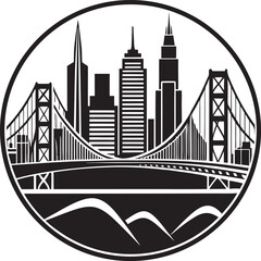 Silhouette illustration of a cityscape with skyscrapers and buildings. A simple yet stylish design for creative and professional use.