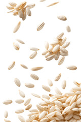 Falling Creamy Rice Grains on Transparent Background, PNG