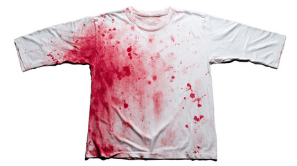 blood stains on a white clothes, cutout isolated white background