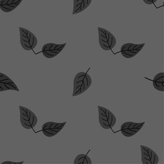 Gray color leaves with background seamless pattern vector illustration
