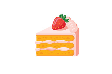 "Delicious Strawberry Cake Slice Illustration – Cute Dessert Clipart."