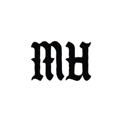 MH monogram logo design letter text name symbol monochrome logotype alphabet character simple logo

