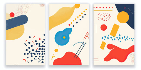 Abstract business presentation cover set with colorful geometric shapes and minimalist modern flat design elements for company profile reports publication templates