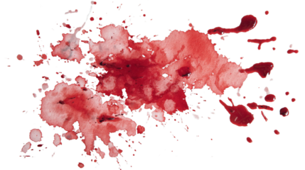 blood stains on a white clothes, cutout isolated white background