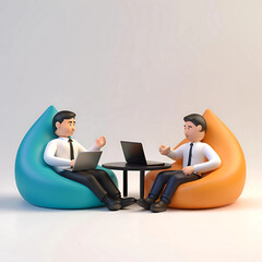 3d vector illustration of men with laptop