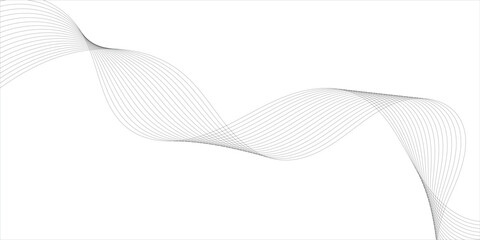 Abstract black wave flowing on white background. Abstract black wave design isolated on white background Curved wave lines pattern on white background Vector in concept of technology, science, music, 
