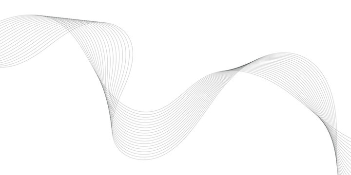 Abstract black wave flowing on white background. Abstract black wave design isolated on white background Curved wave lines pattern on white background Vector in concept of technology, science, music, 