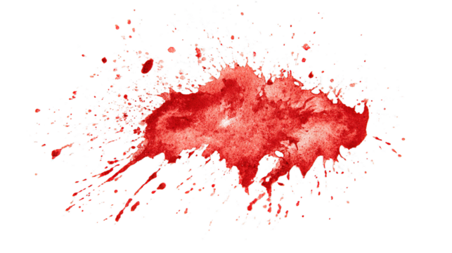 blood stains on a white clothes, cutout isolated white background