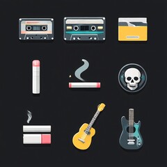 Fototapeta premium Retro lifestyle: Illustration showcasing relics of a bygone era, musical expressions