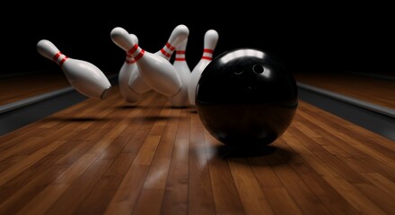 Bowling Ball Knocking Down Pins