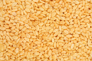 Crisped rice grain breakfast cereal food detail background