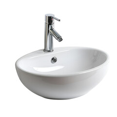 Fototapeta premium Modern White Oval Bathroom Sink with Chrome Faucet