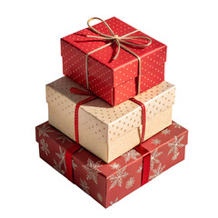 Obraz premium Stacked Gift Boxes with Ribbon and Patterns