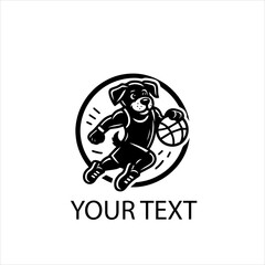 Dog Playing Basketball Vector Logo Silhouette Isolated on White Background