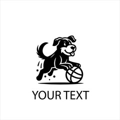 Dog Playing Basketball Vector Logo Silhouette Isolated on White Background